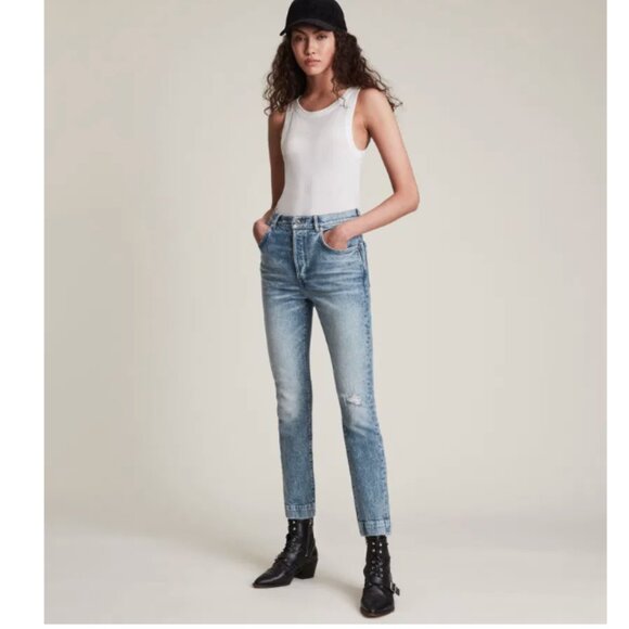 ALLSAINTS Zoe High Rise Stretch Slim Jeans Denim Size 29 - Picture 1 of 9